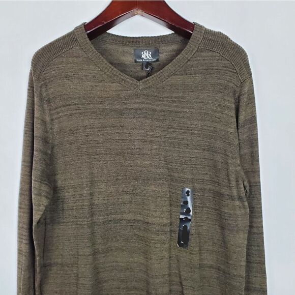 Rock & Republic Young Man's XXL Olive V-Neck Sweater - Picture 3 of 7